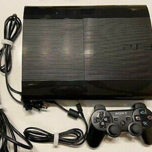 PS3 console with 5 controllers and 16 games.